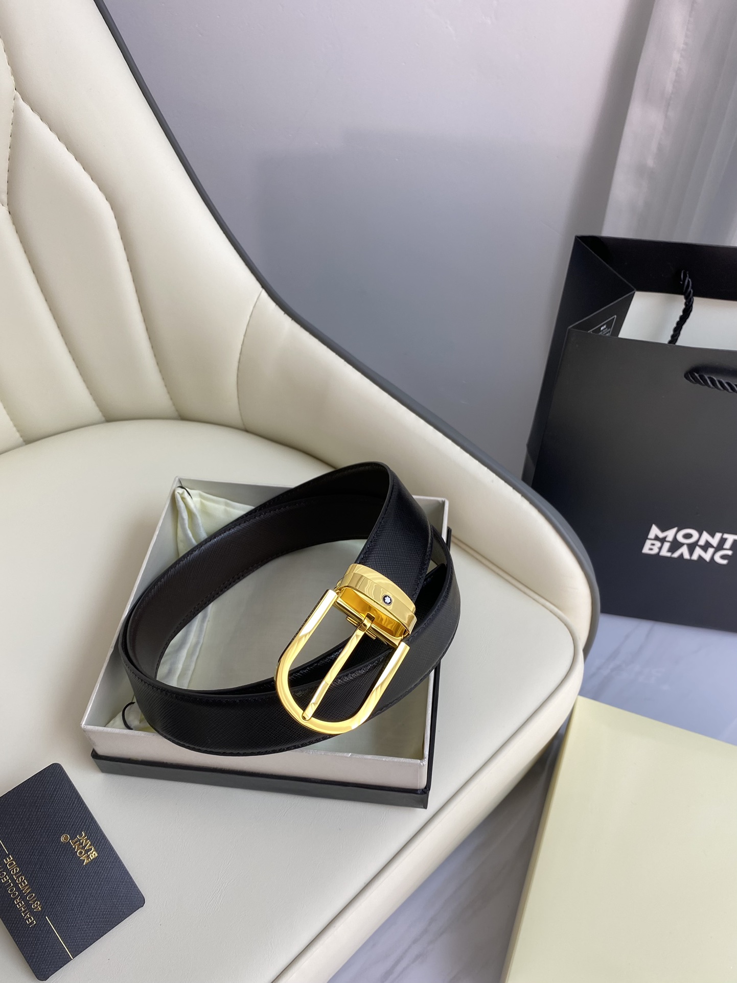 Montblanc Male Leather Belt Top Grain Leather M-l