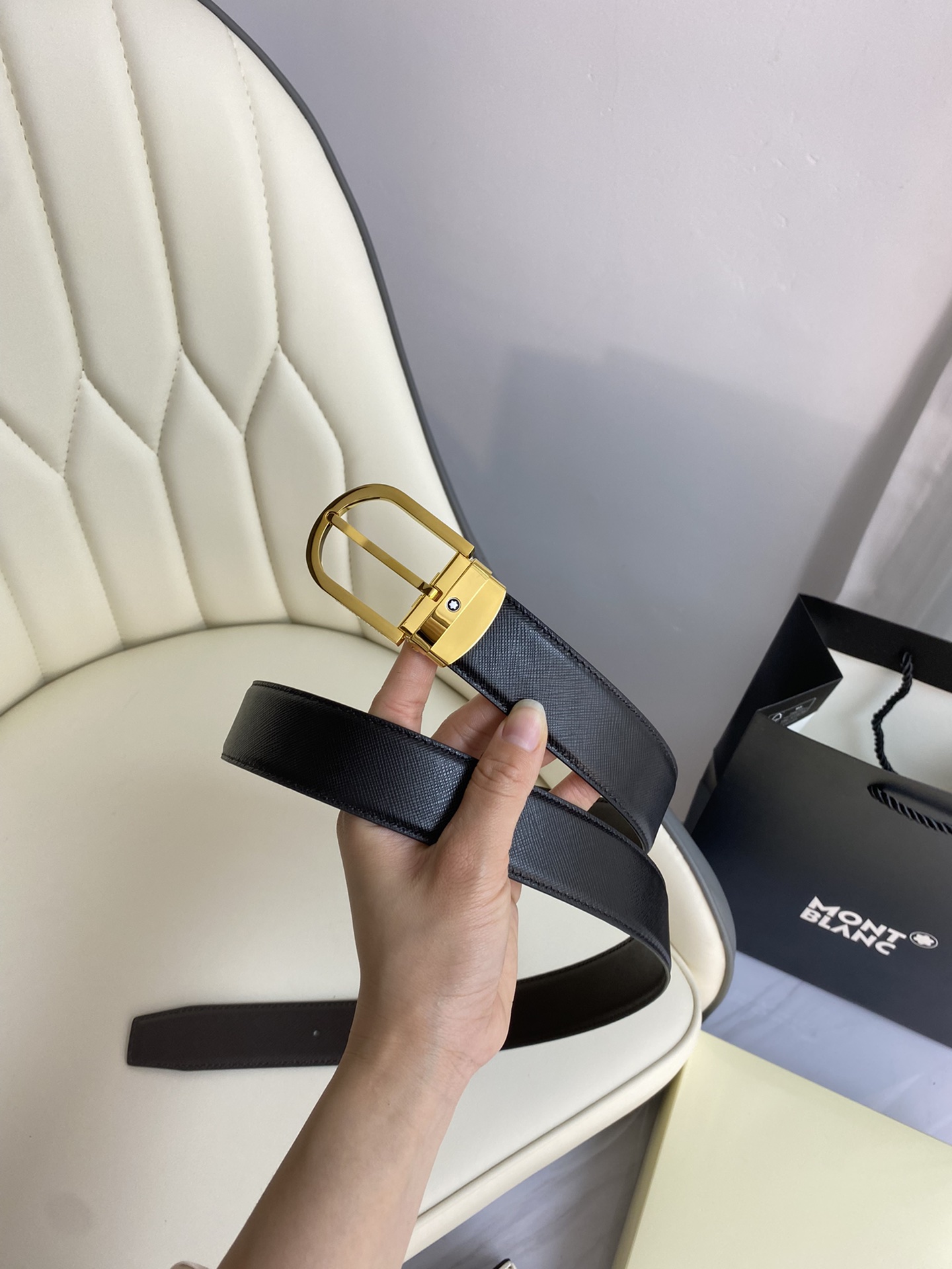 Montblanc Male Leather Belt Top Grain Leather M-l