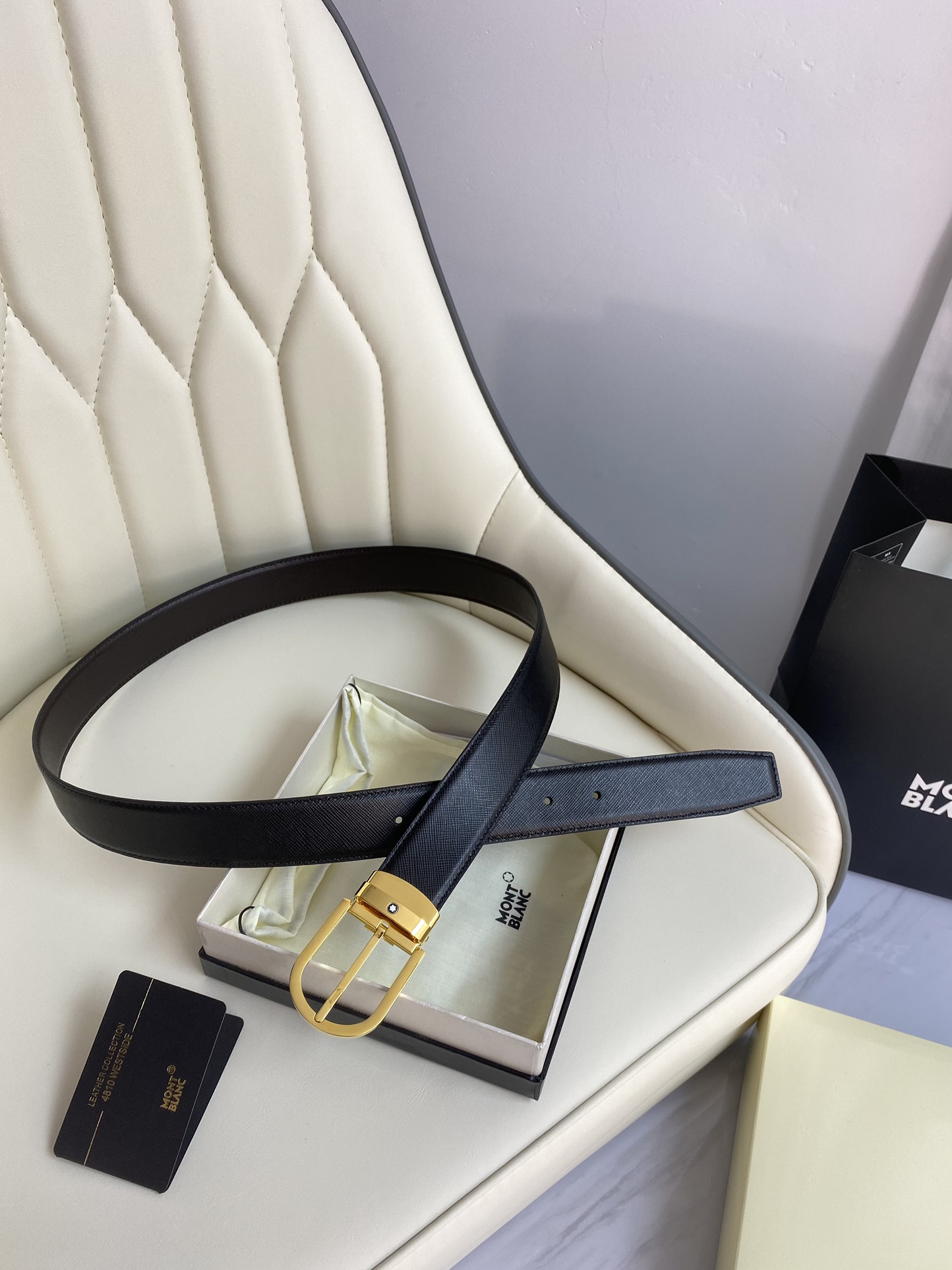 Montblanc Male Leather Belt Top Grain Leather M-l
