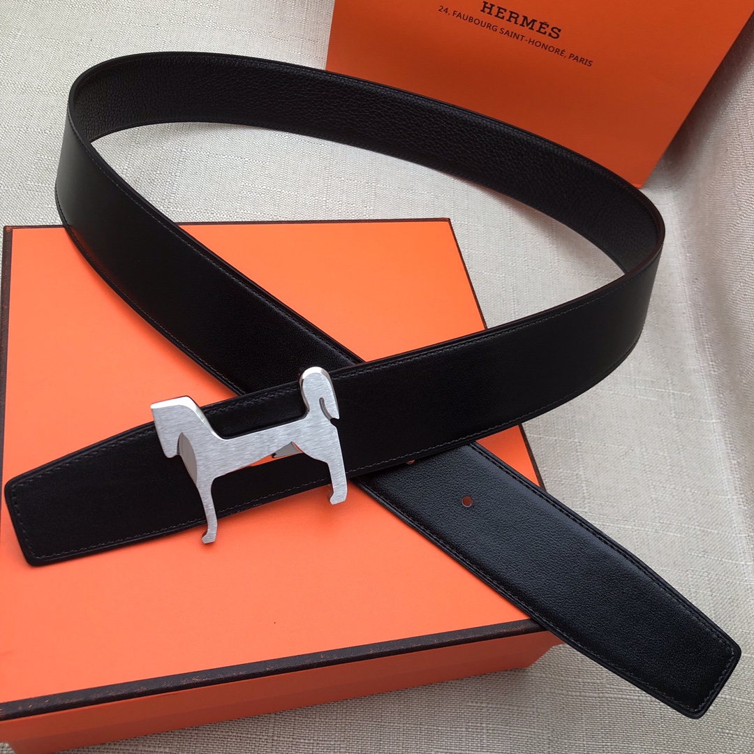 Hermès Basic Belt Top Grain Leather Black 38mm
