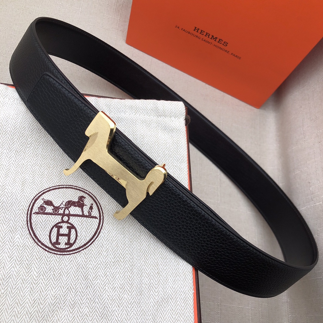 Hermès Basic Belt Top Grain Leather Black 38mm