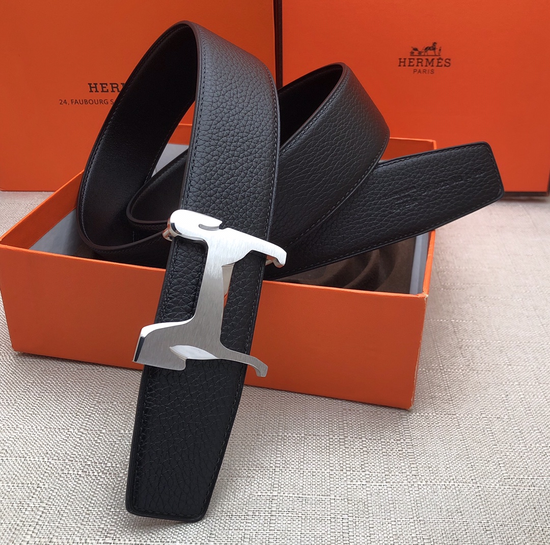 Hermès Basic Belt Top Grain Leather Black 38mm