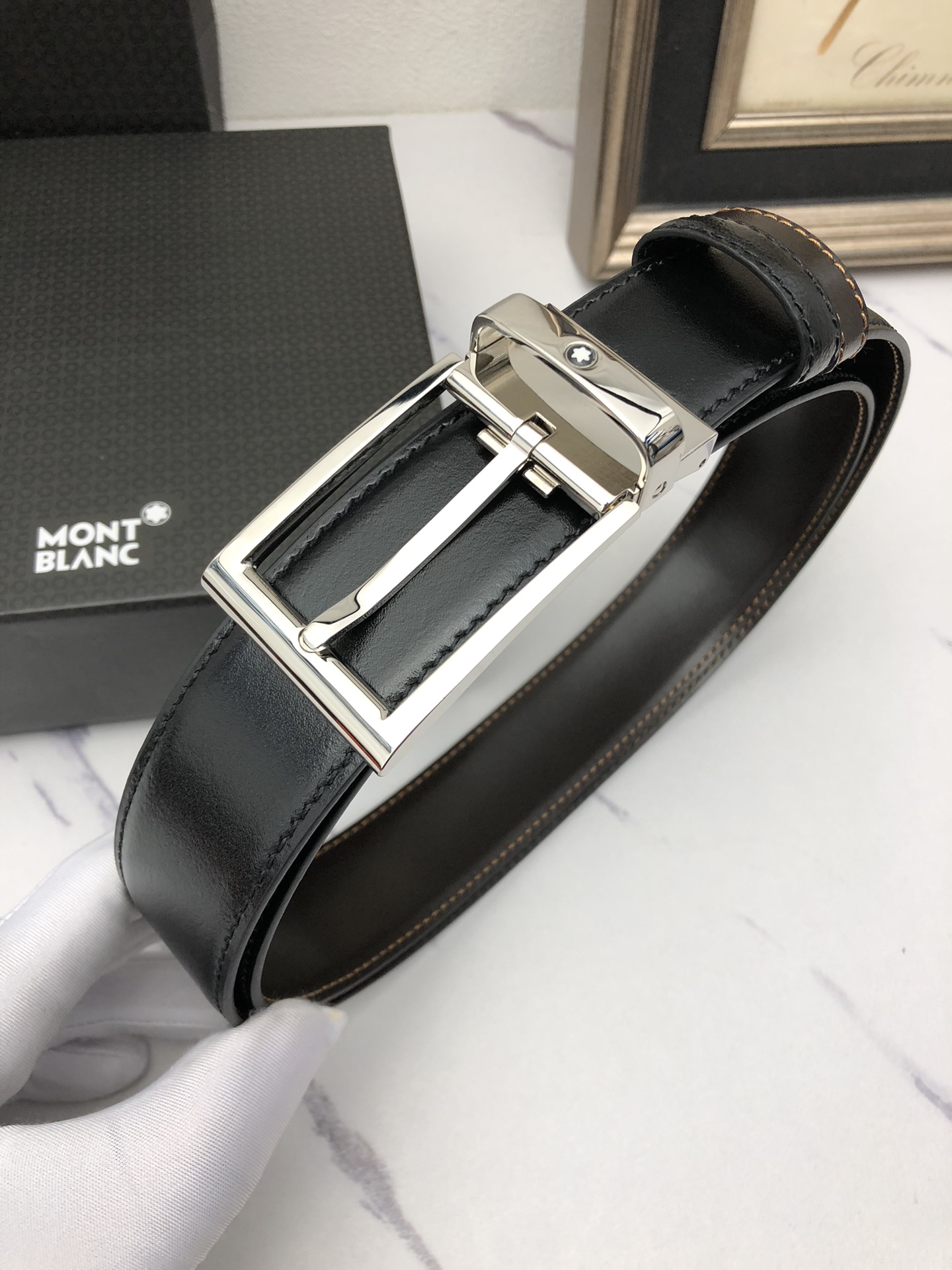 Montblanc Male Basic Belt Cow Leather Black M