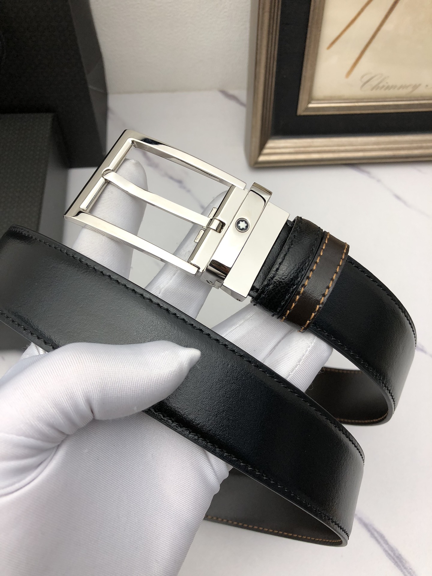 Montblanc Male Basic Belt Cow Leather Black M