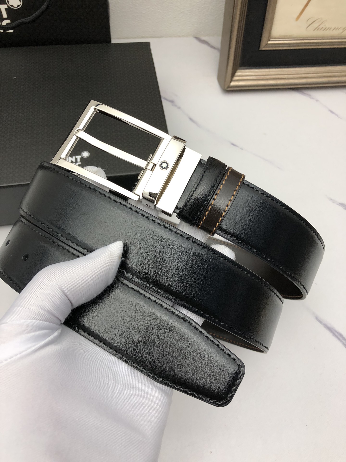 Montblanc Male Basic Belt Cow Leather Black M