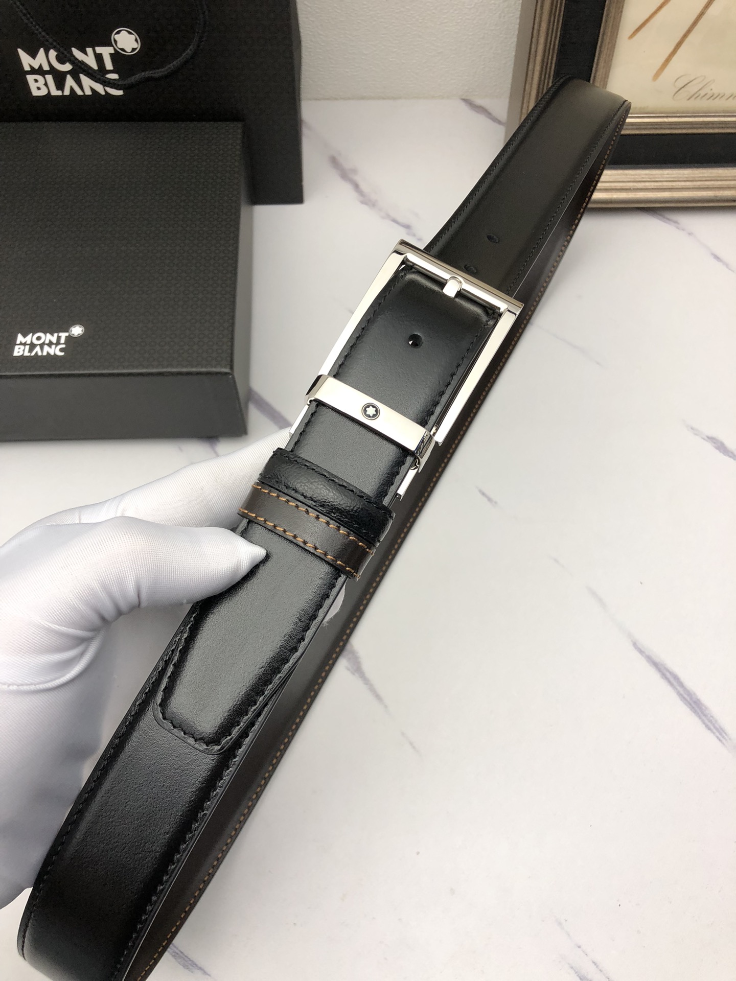 Montblanc Male Basic Belt Cow Leather Black M