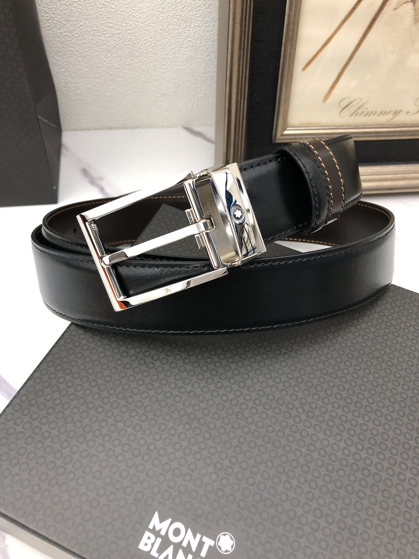 Montblanc Male Basic Belt Cow Leather Black M
