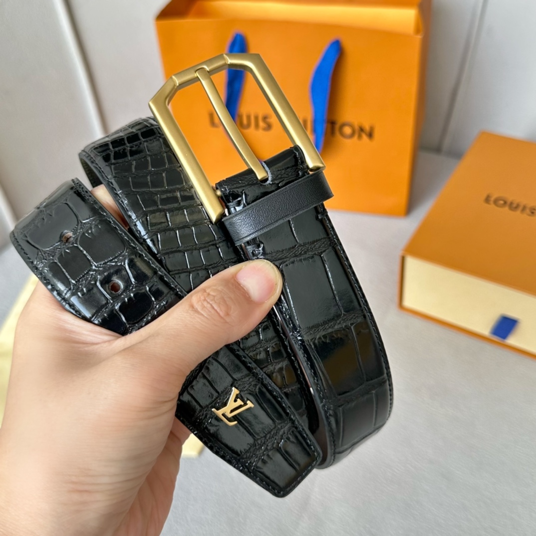 Louis Vuitton Male Basic Belt Cow Leather 35mm