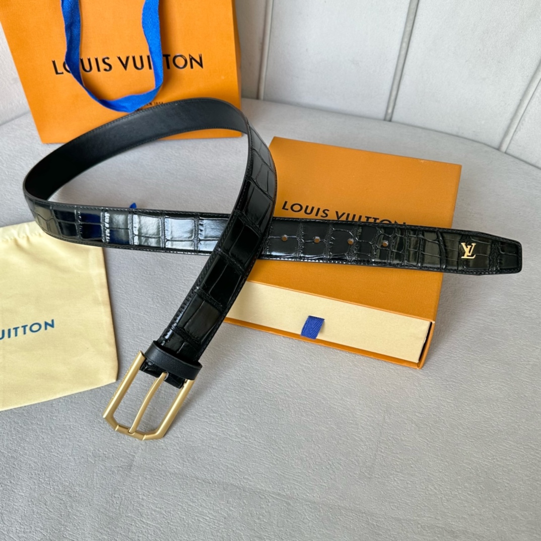 Louis Vuitton Male Basic Belt Cow Leather 35mm