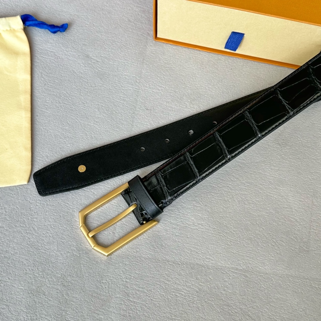 Louis Vuitton Male Basic Belt Cow Leather 35mm