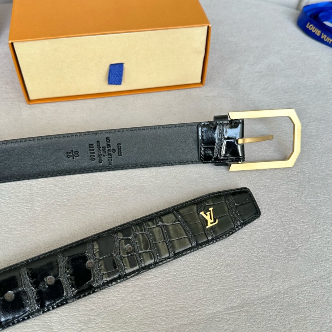 Louis Vuitton Male Basic Belt Cow Leather 35mm