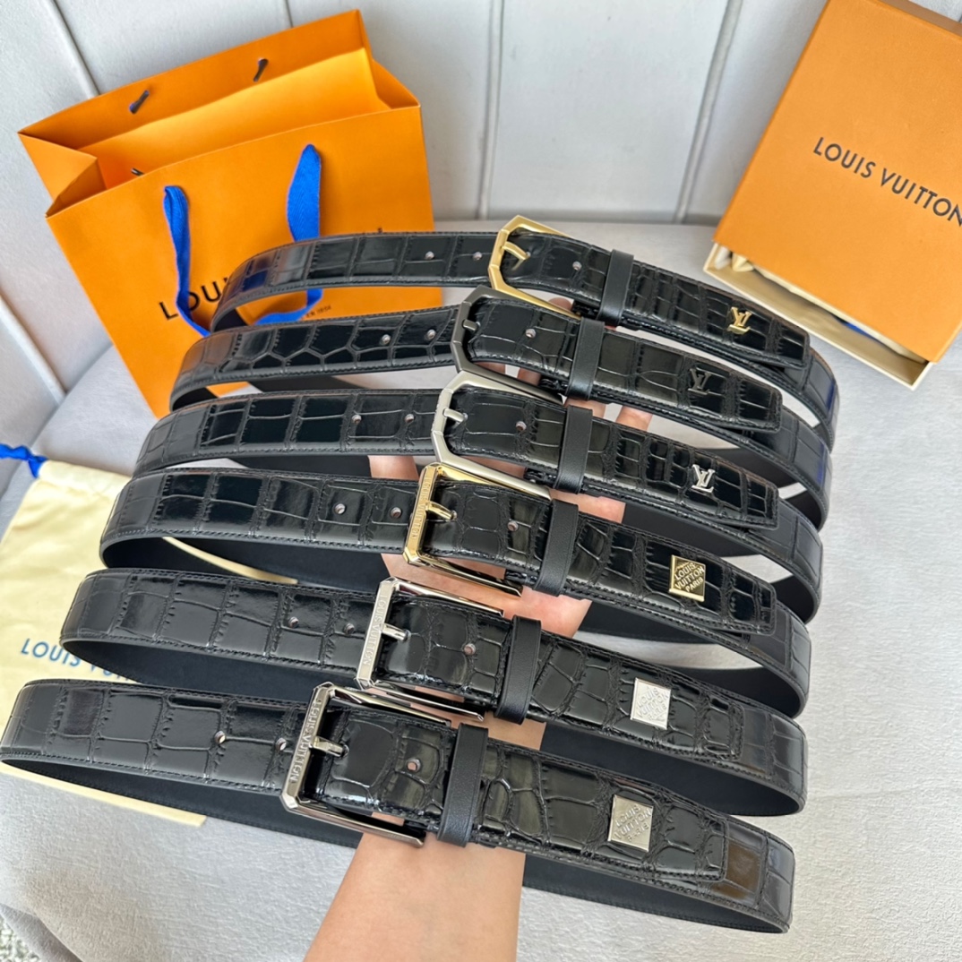 Louis Vuitton Male Basic Belt Cow Leather 35mm