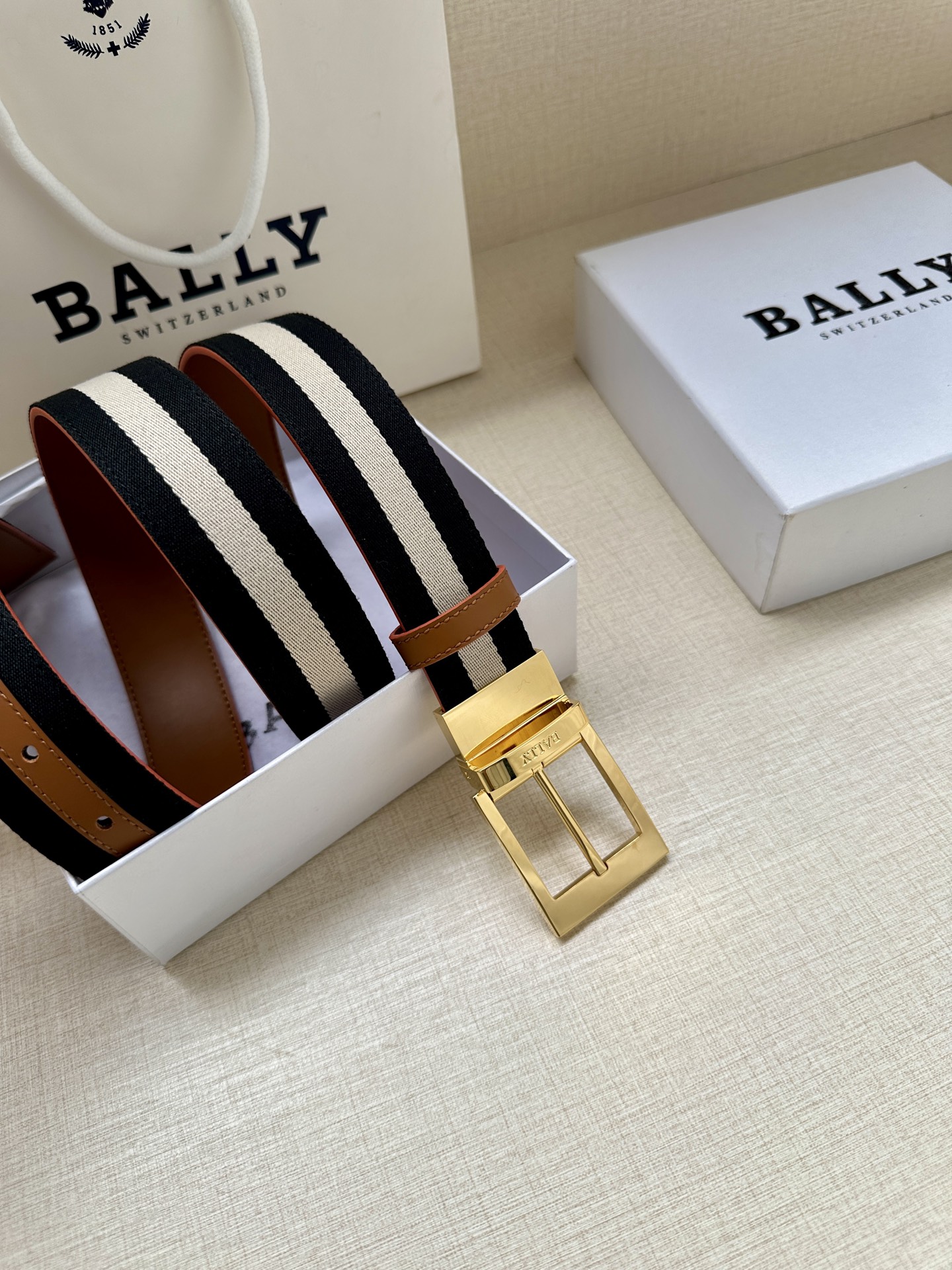 Bally Male Canvas Belt Canvas Blue M-l