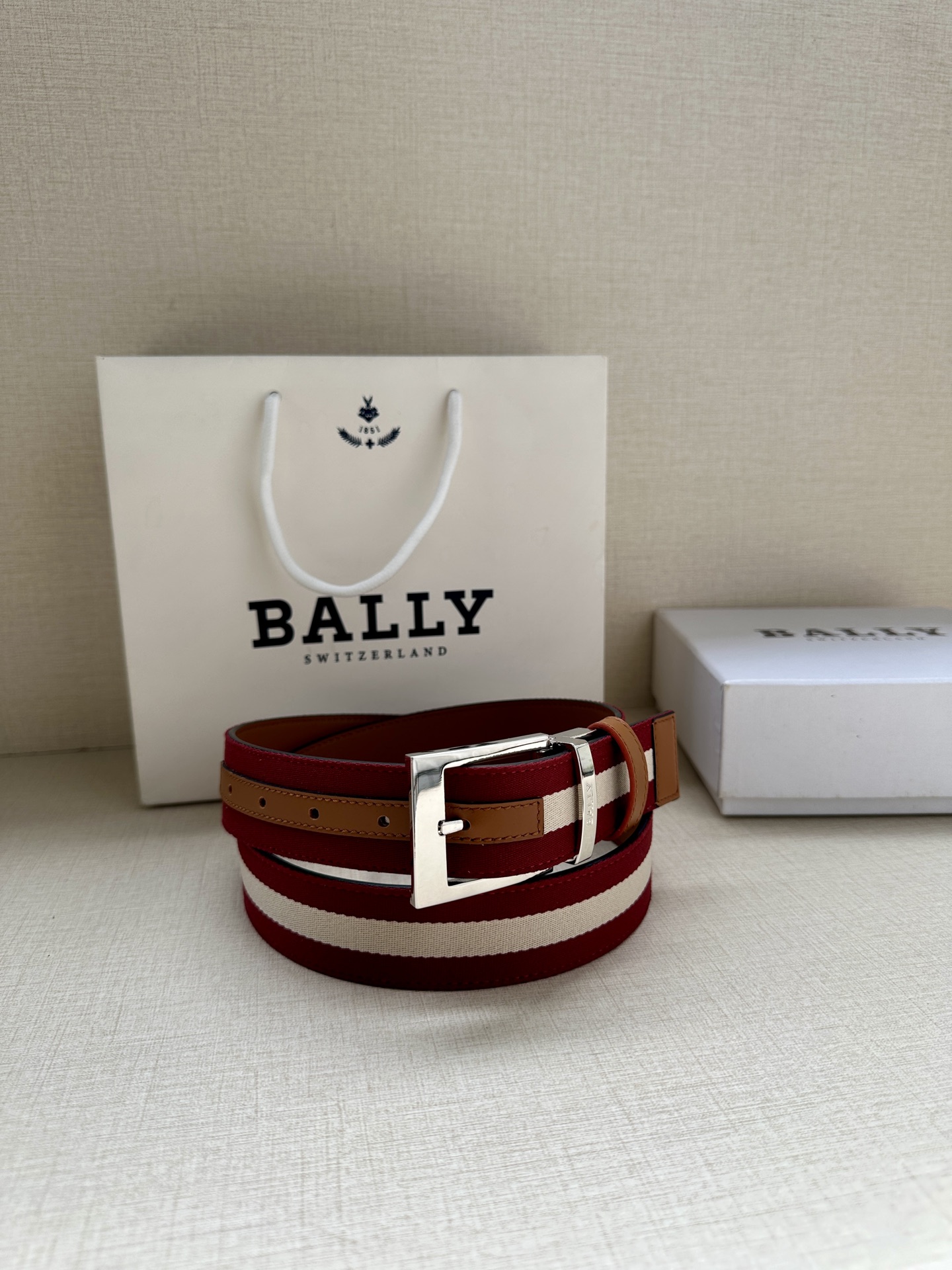Bally Male Canvas Belt Canvas Blue M-l