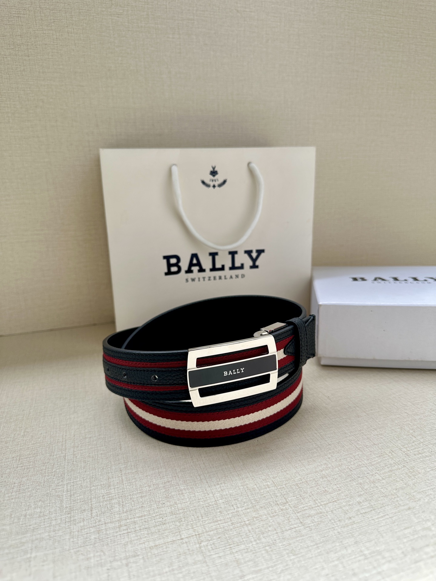 Bally Male Canvas Belt Canvas Blue M-l