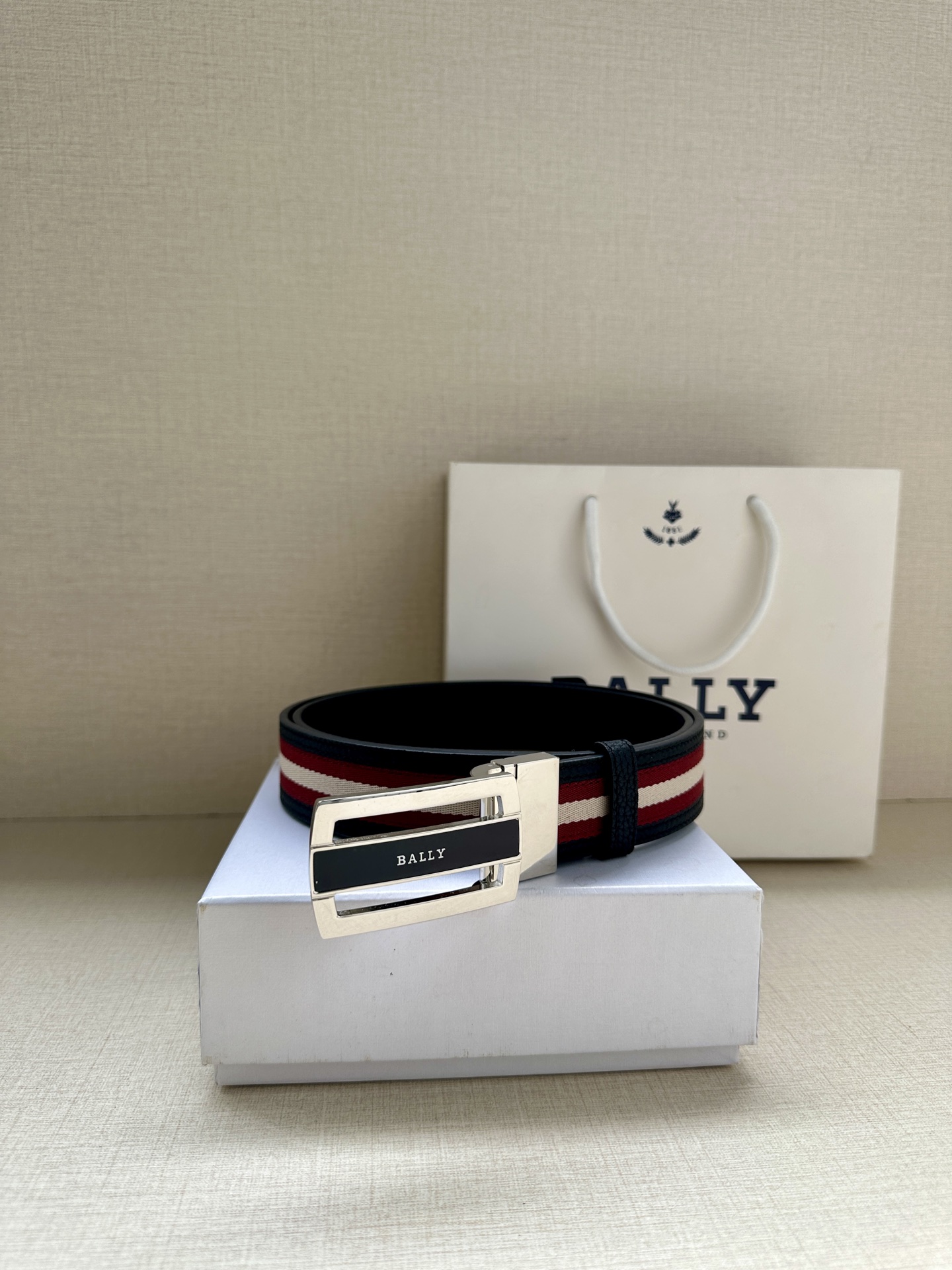 Bally Male Canvas Belt Canvas Blue M-l