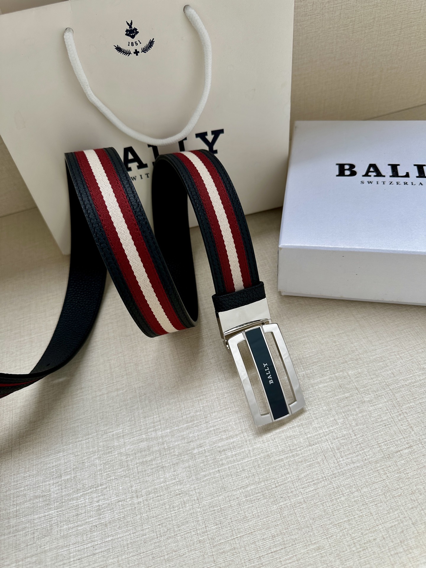 Bally Male Canvas Belt Canvas Blue M-l