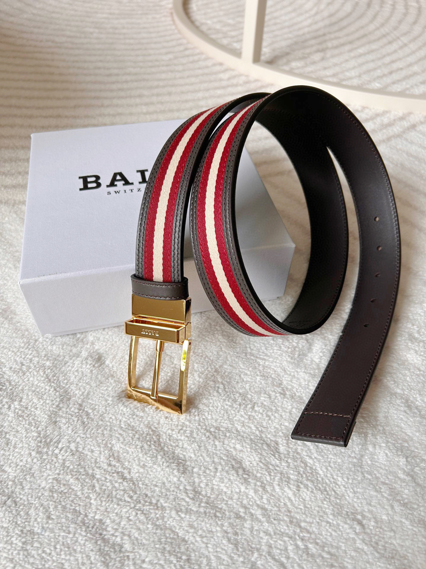 Bally Male Leather Belt Coffee M