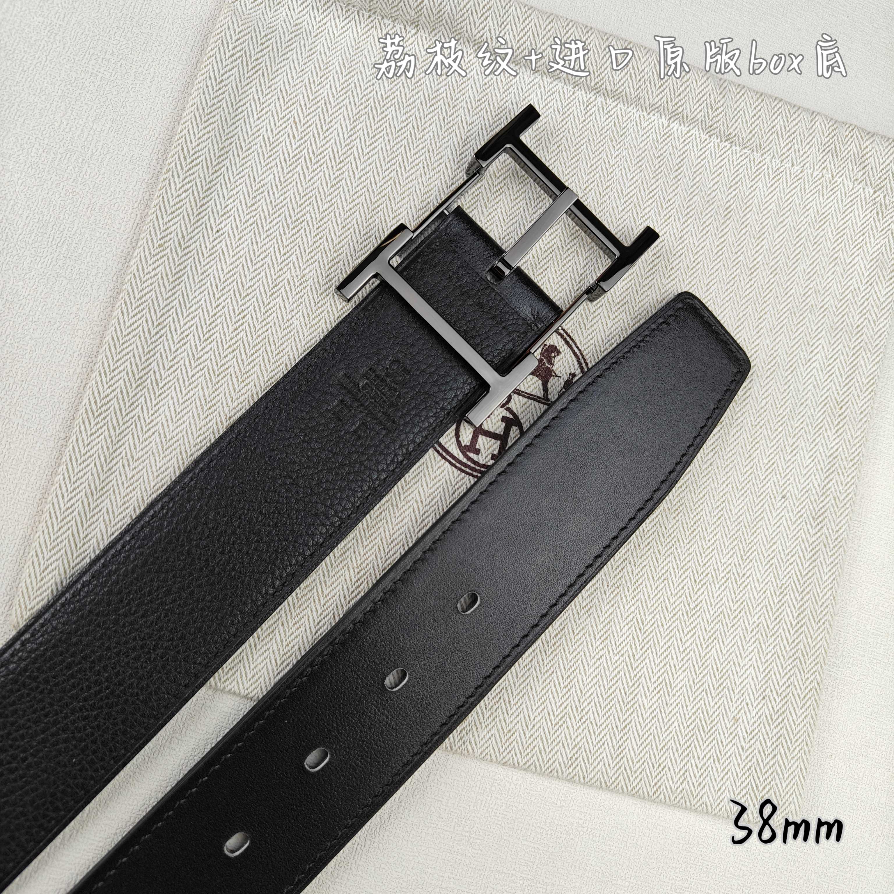 Hermès Basic Belt Top Grain Leather Black 38mm-s-m