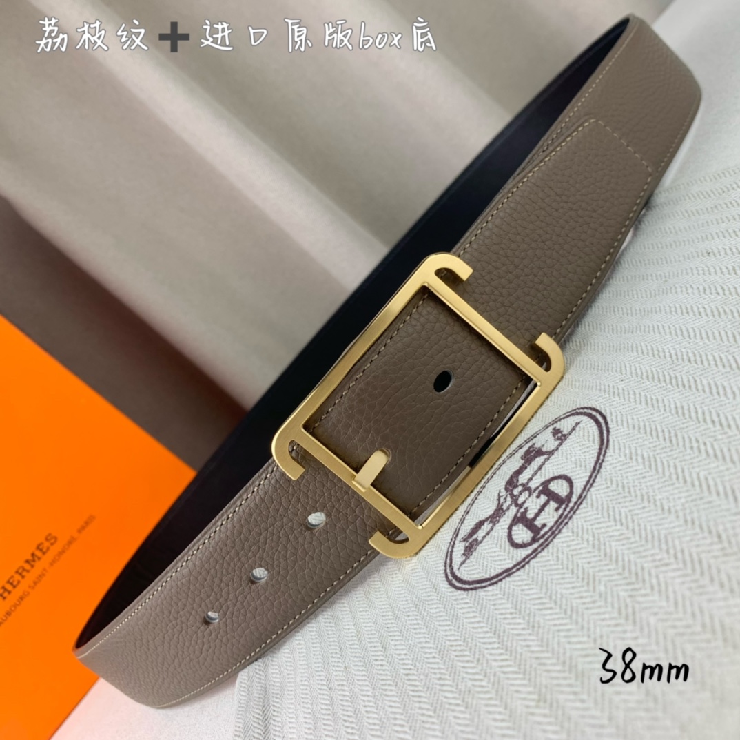 Hermès Basic Belt Top Grain Leather Black 38mm-s-m