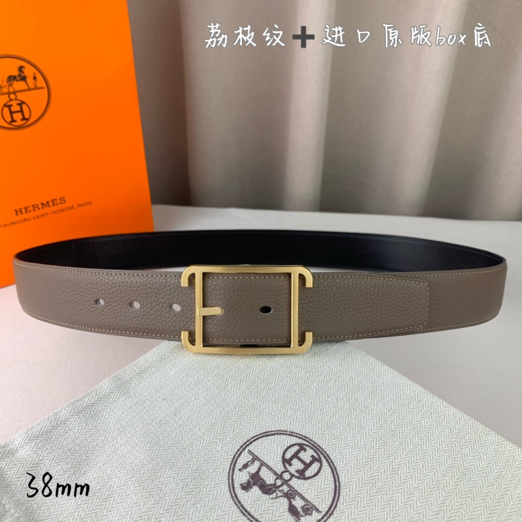 Hermès Basic Belt Top Grain Leather Black 38mm-s-m