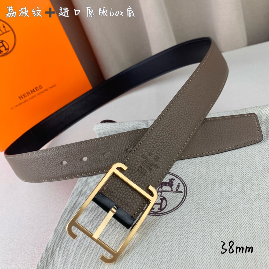 Hermès Basic Belt Top Grain Leather Black 38mm-s-m