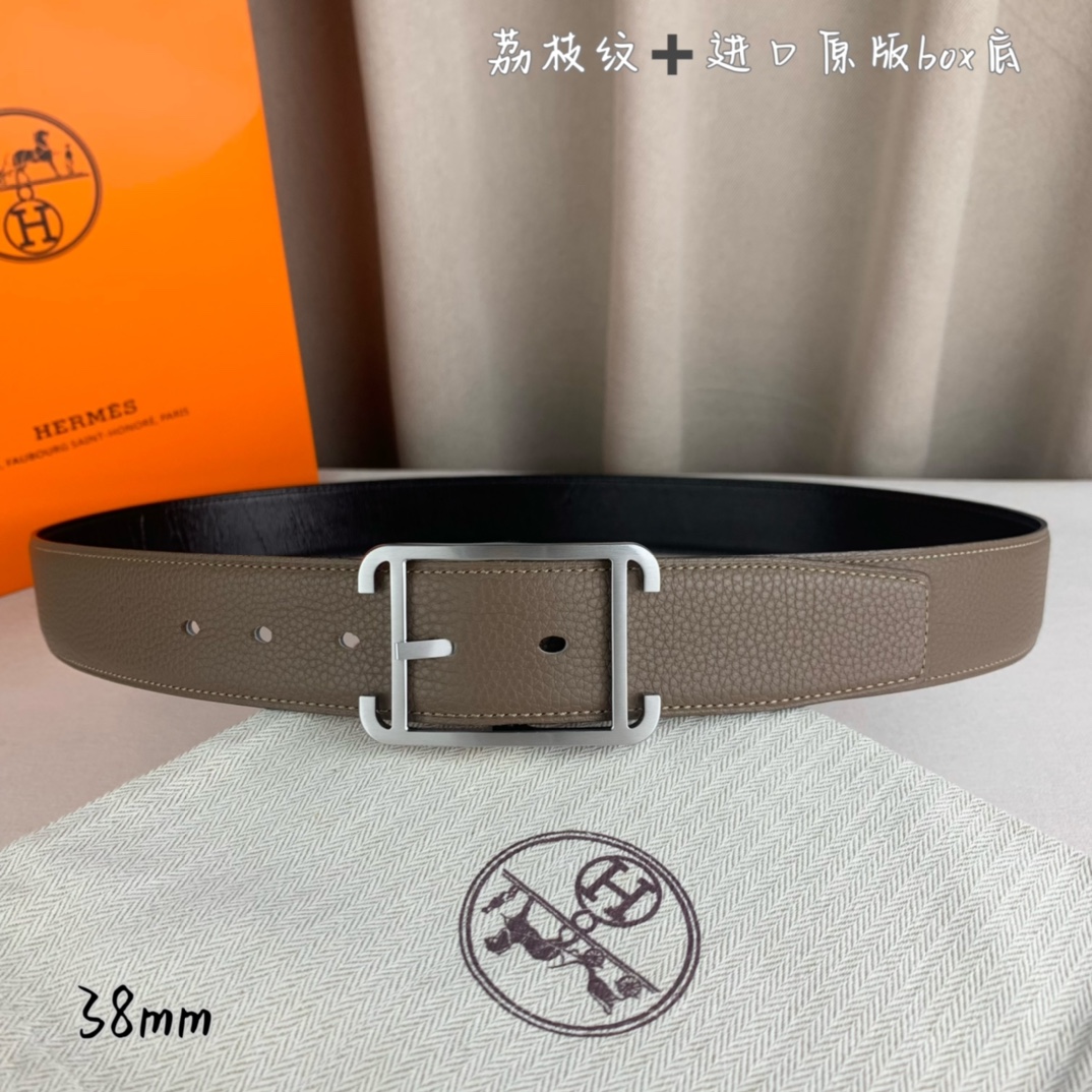 Hermès Basic Belt Top Grain Leather Black 38mm-s-m