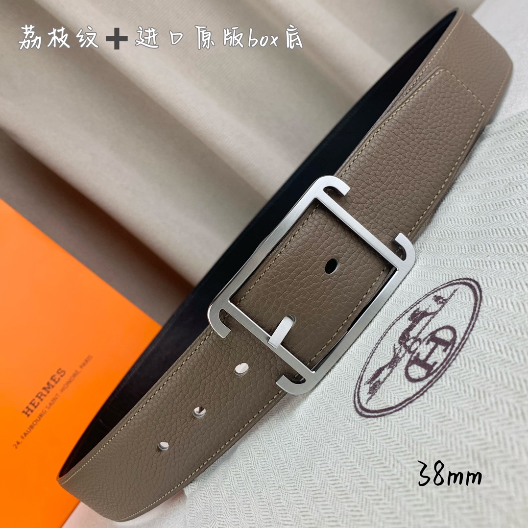 Hermès Basic Belt Top Grain Leather Black 38mm-s-m