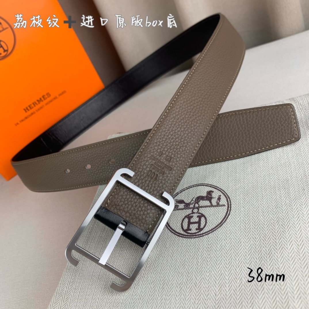 Hermès Basic Belt Top Grain Leather Black 38mm-s-m