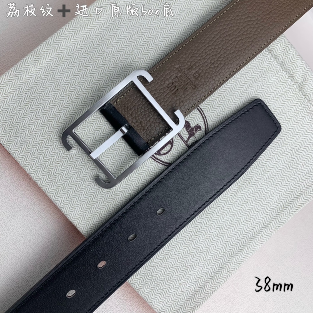 Hermès Basic Belt Top Grain Leather Black 38mm-s-m