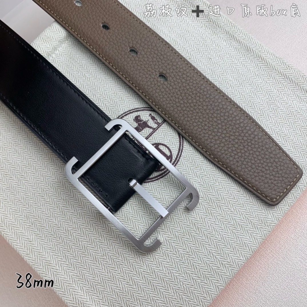 Hermès Basic Belt Top Grain Leather Black 38mm-s-m