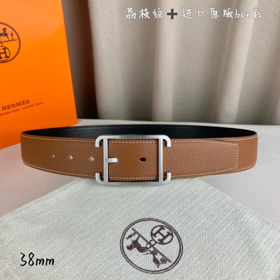 Hermès Basic Belt Top Grain Leather Black 38mm-s-m