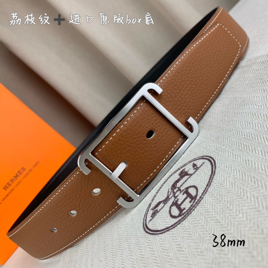 Hermès Basic Belt Top Grain Leather Black 38mm-s-m
