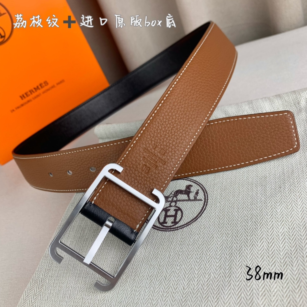 Hermès Basic Belt Top Grain Leather Black 38mm-s-m