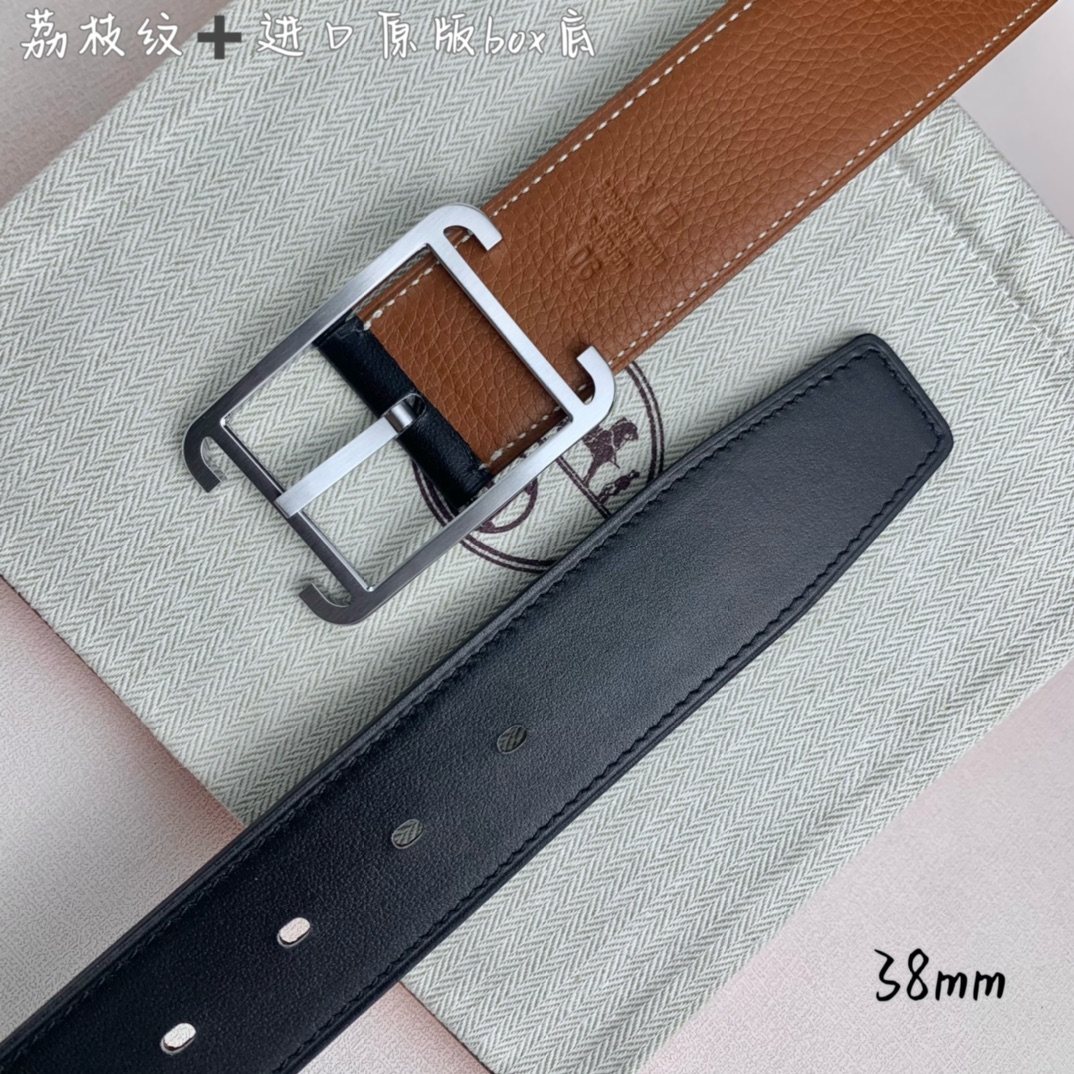 Hermès Basic Belt Top Grain Leather Black 38mm-s-m