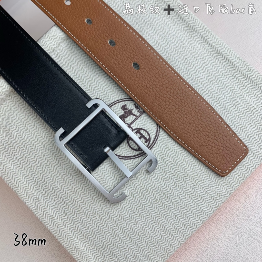 Hermès Basic Belt Top Grain Leather Black 38mm-s-m