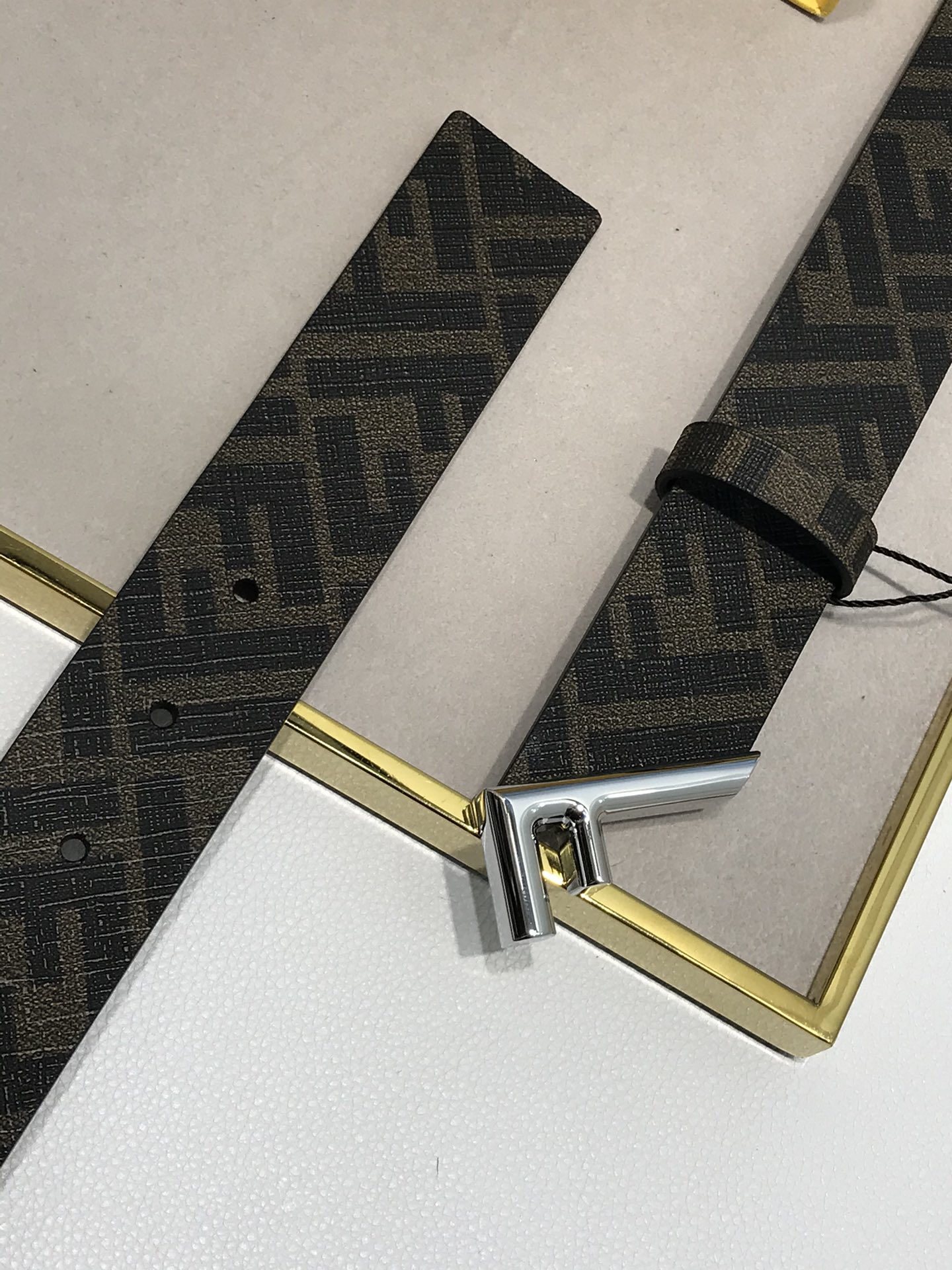 Fendi Leather Belt Cow Leather Black 35mm