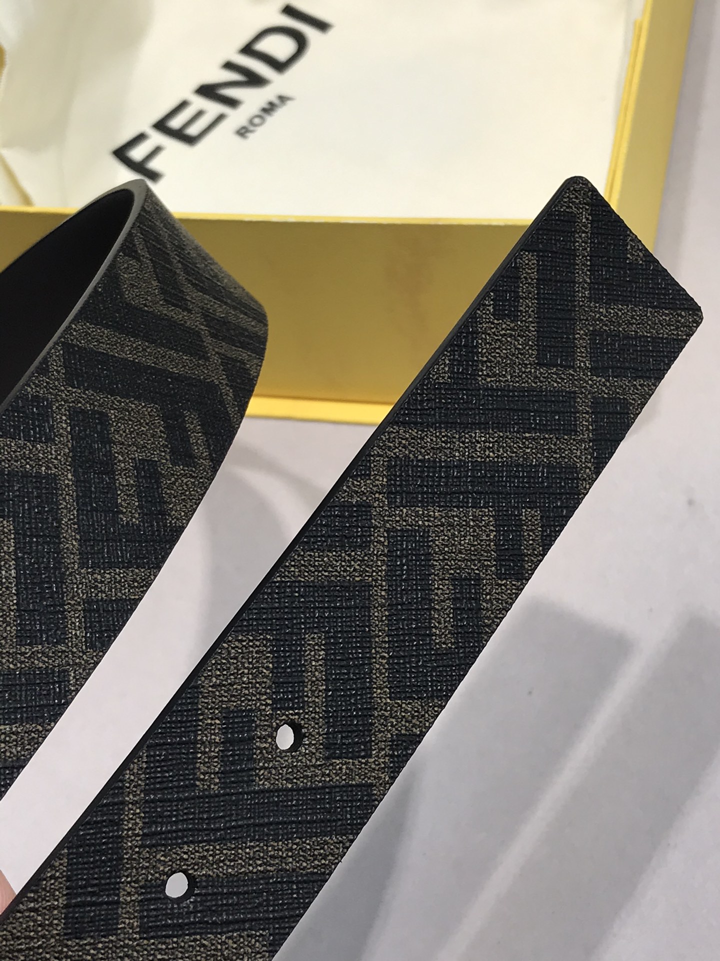 Fendi Leather Belt Cow Leather Black 35mm