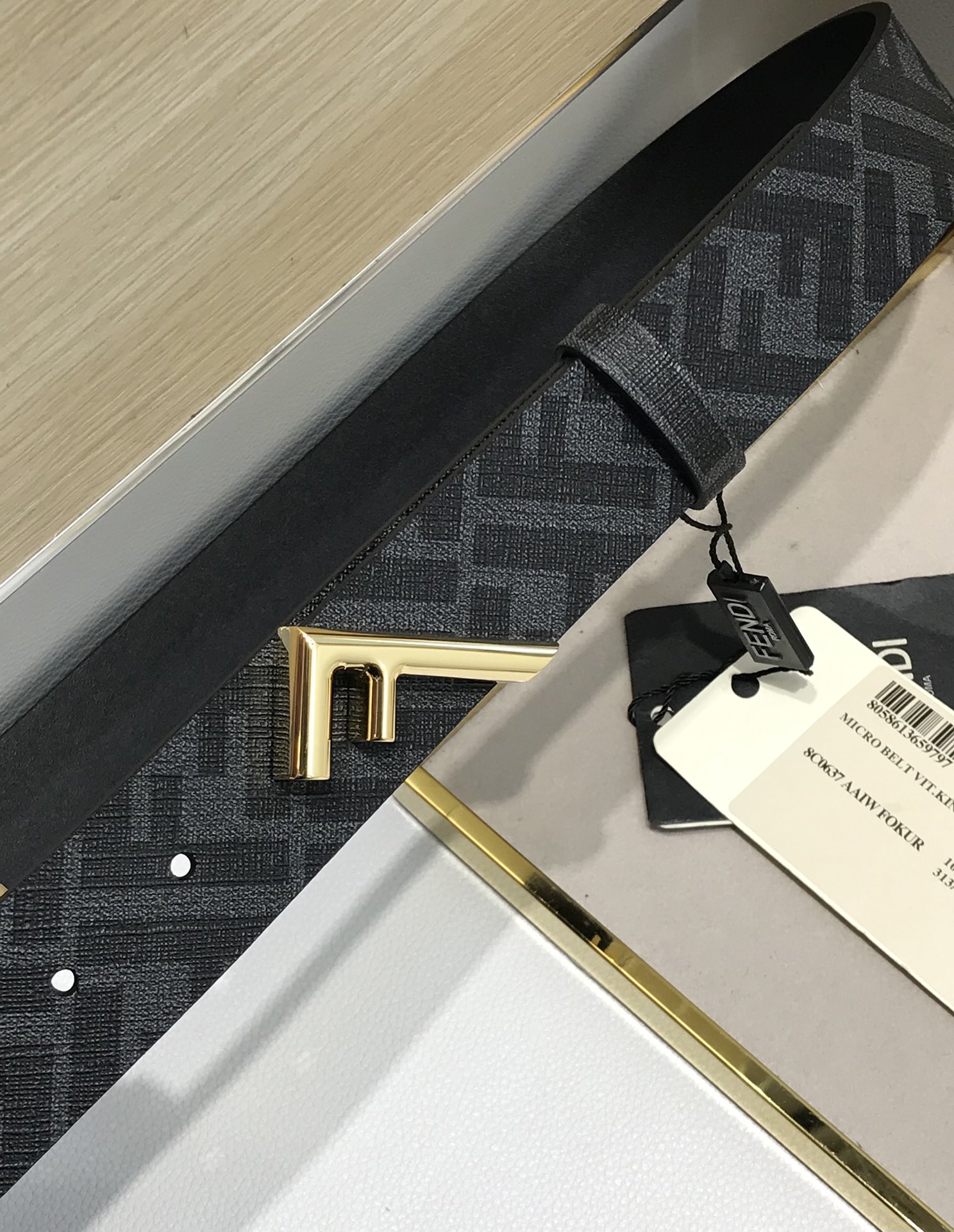 Fendi Leather Belt Cow Leather Black 35mm