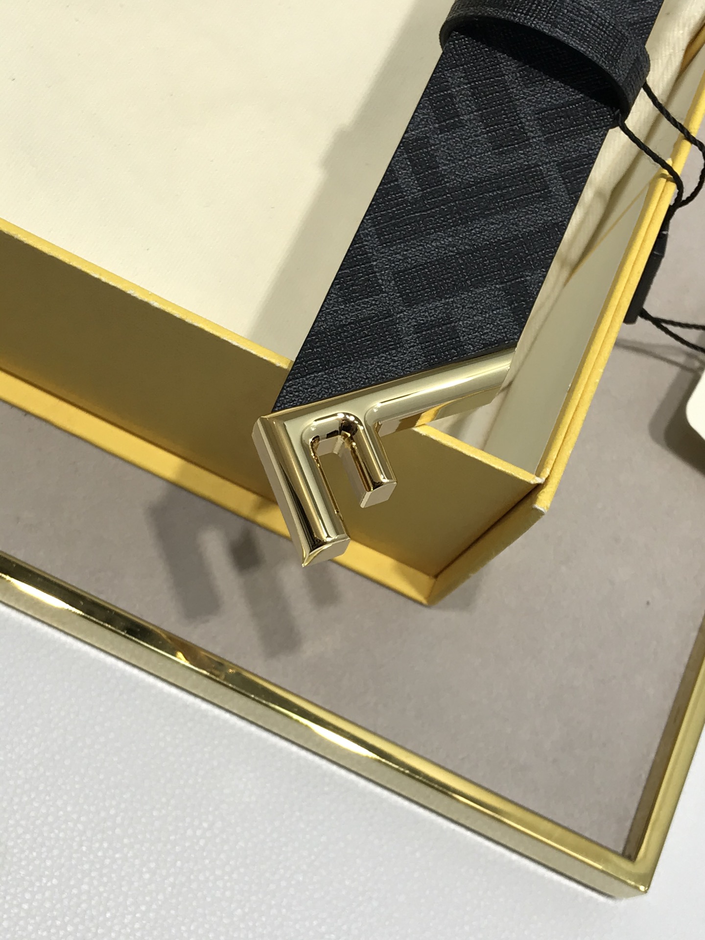 Fendi Leather Belt Cow Leather Black 35mm