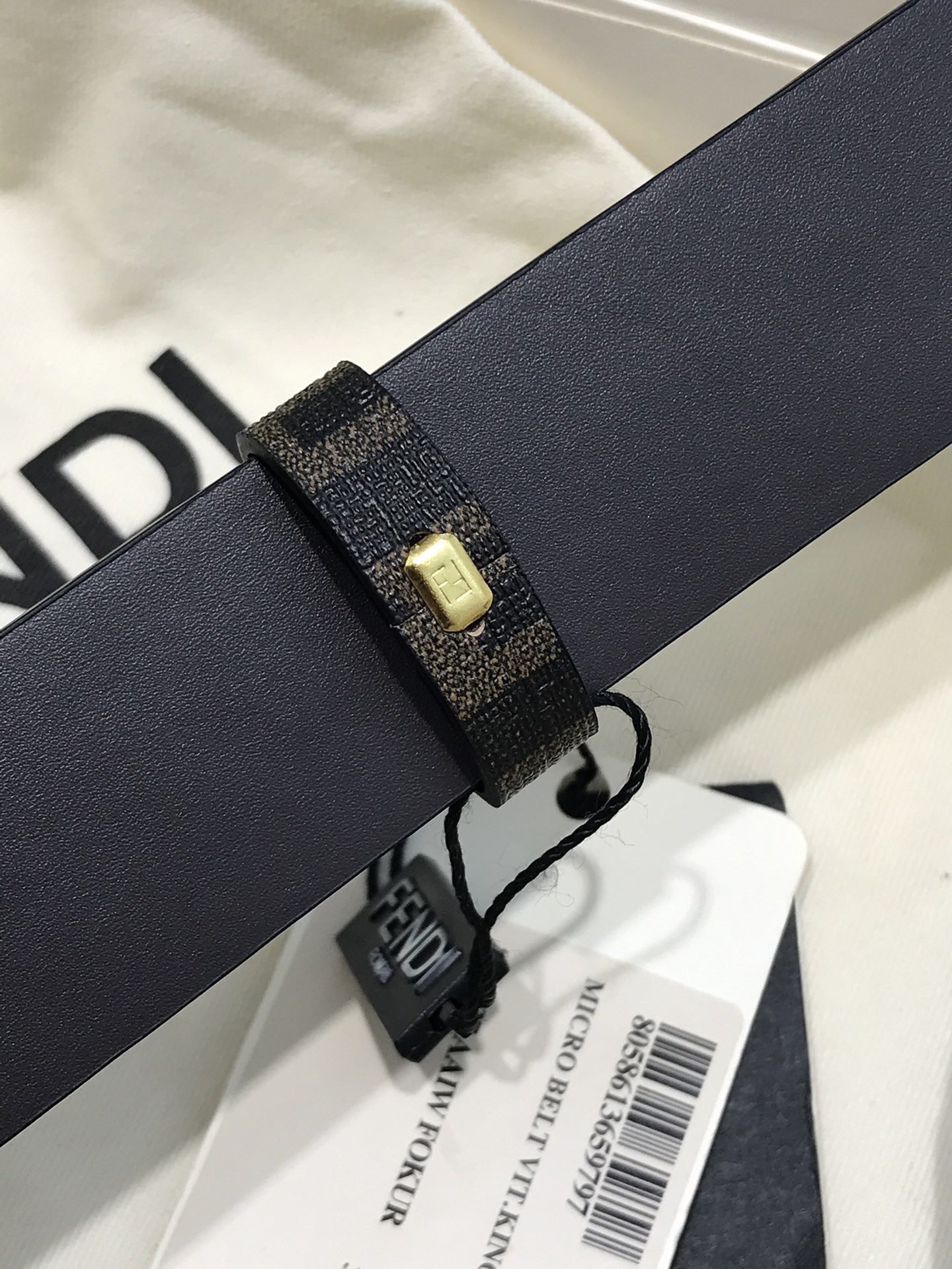 Fendi Leather Belt Cow Leather Black 35mm