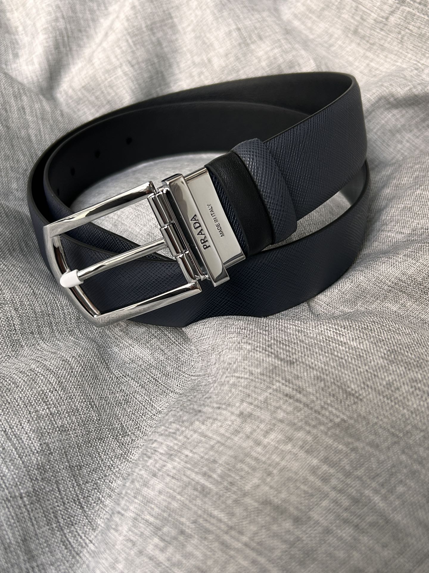 Prada Male Pin Buckle Belt Cow Leather Black S-m