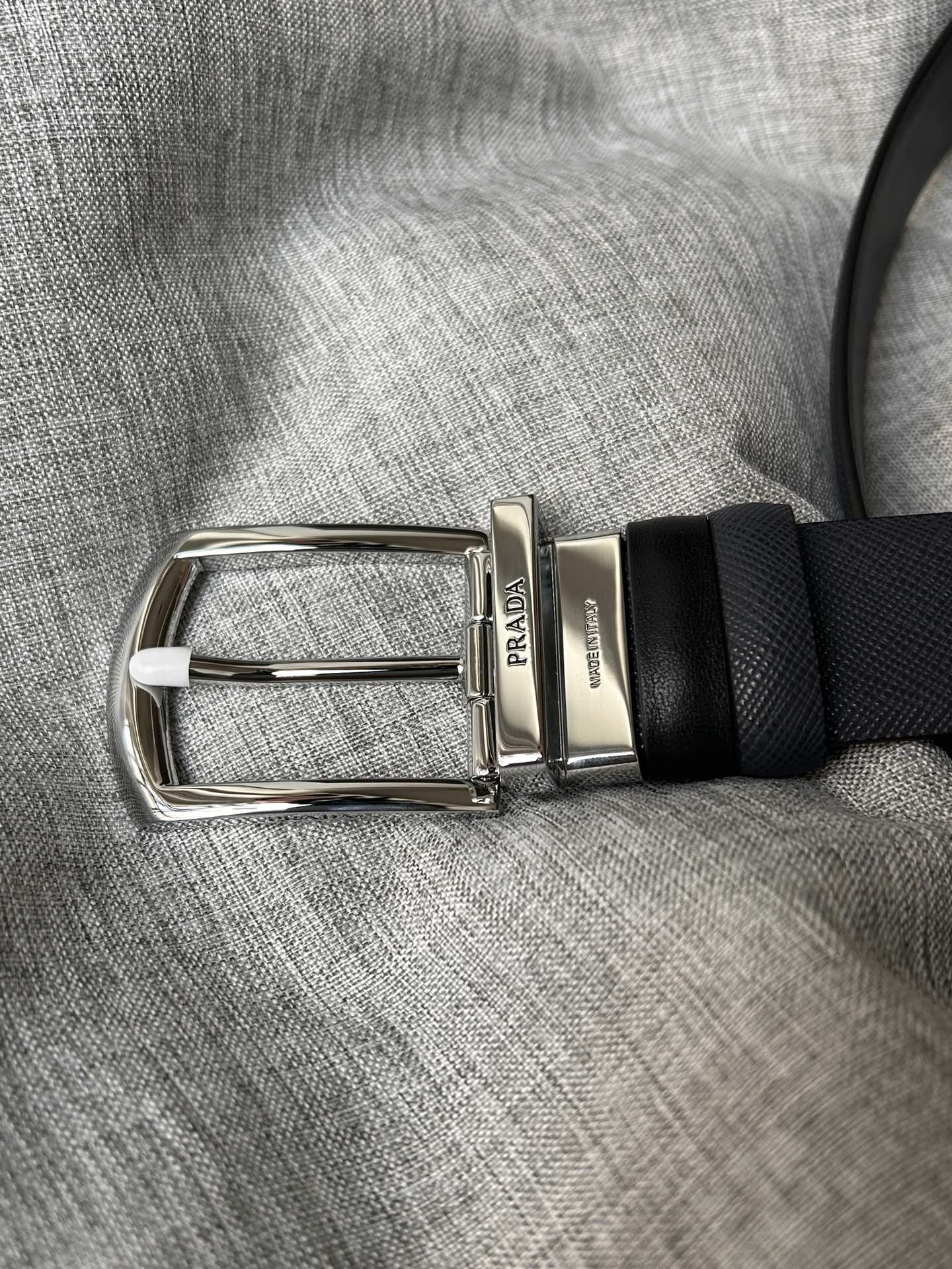 Prada Male Pin Buckle Belt Cow Leather Black S-m