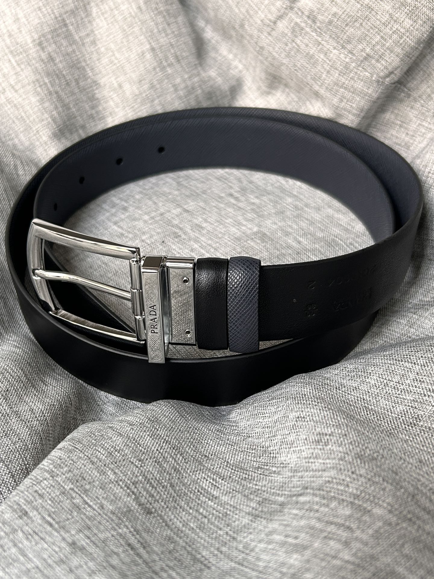 Prada Male Pin Buckle Belt Cow Leather Black S-m