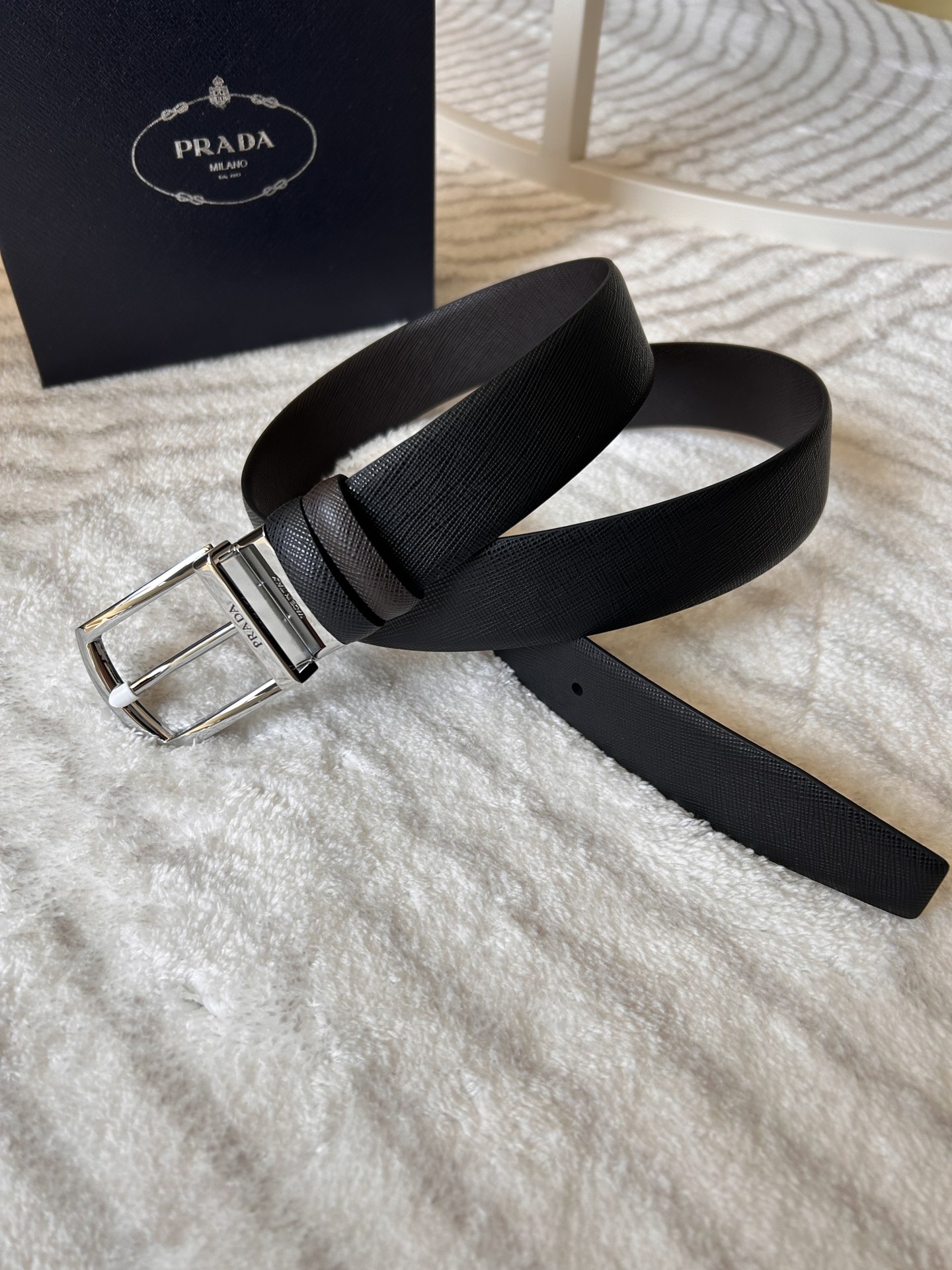 Prada Male Pin Buckle Belt Cow Leather S-m