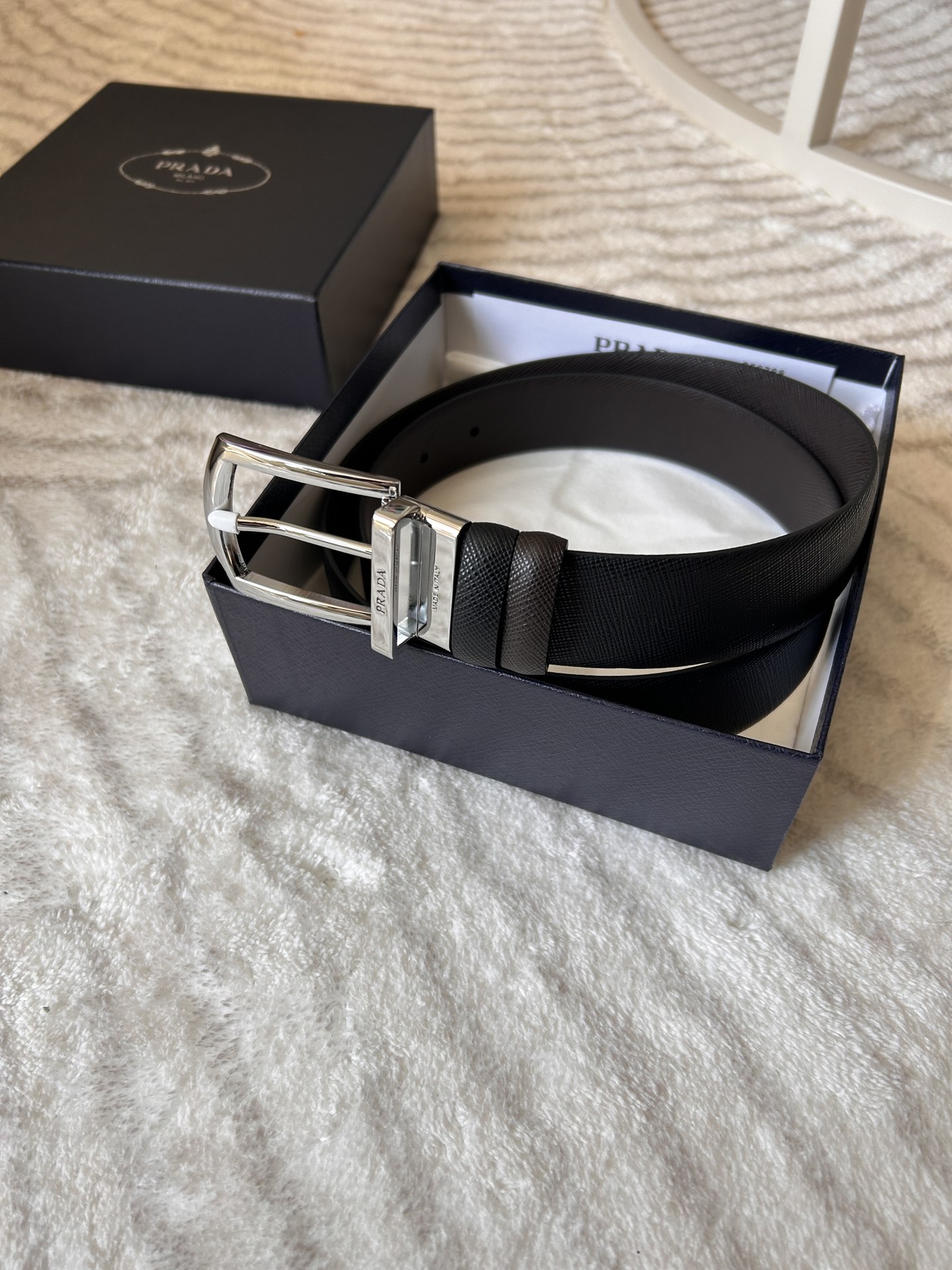Prada Male Pin Buckle Belt Cow Leather S-m