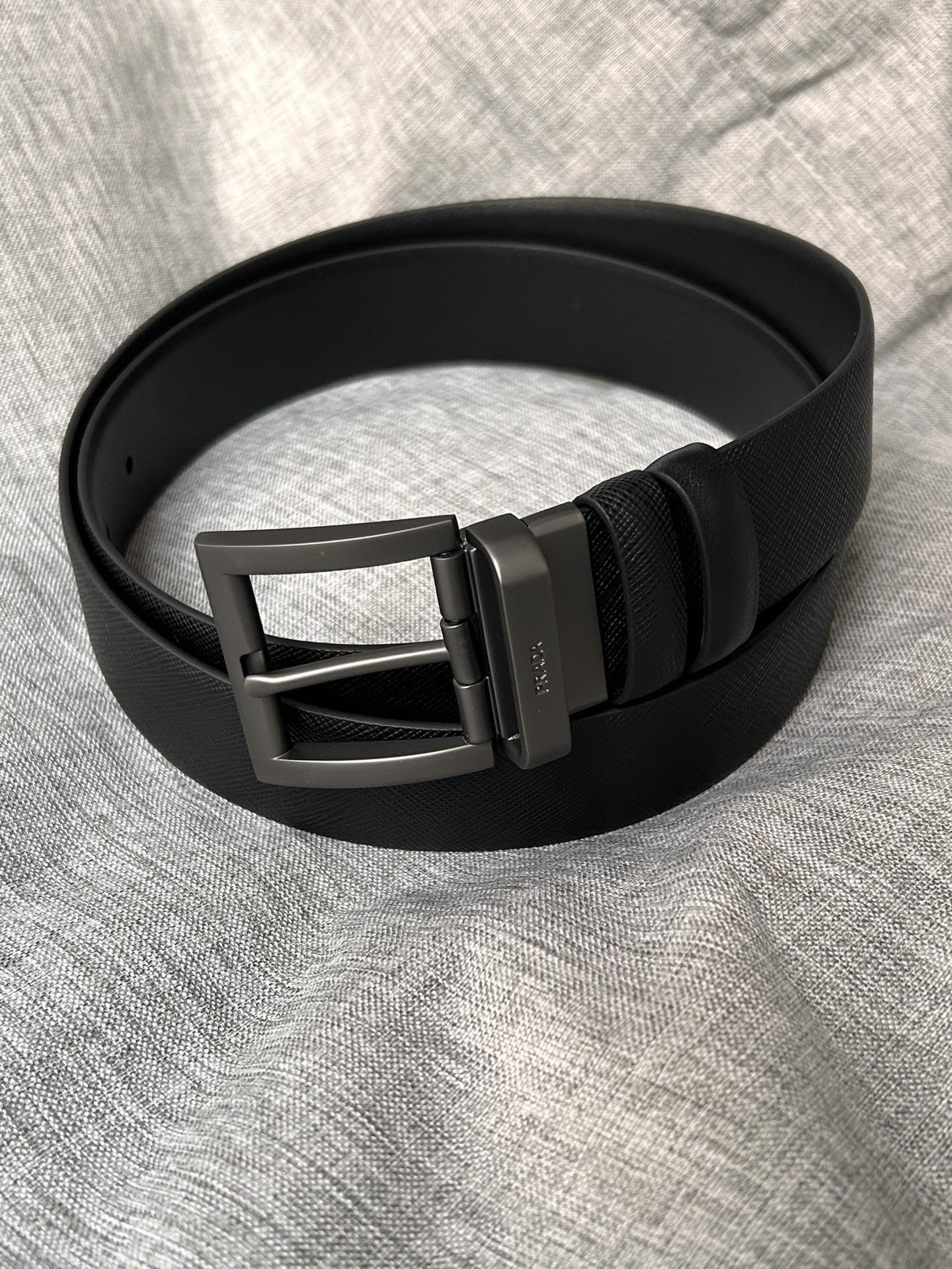 Prada Male Pin Buckle Belt Cow Leather Black S-m