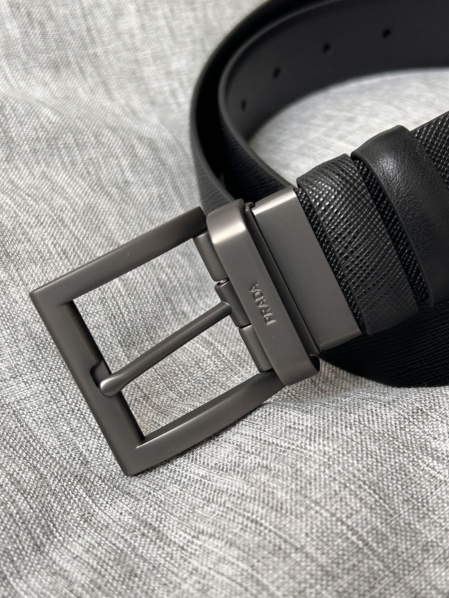 Prada Male Pin Buckle Belt Cow Leather Black S-m