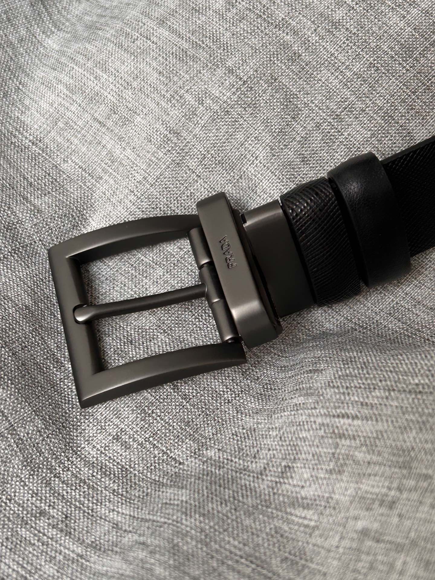 Prada Male Pin Buckle Belt Cow Leather Black S-m