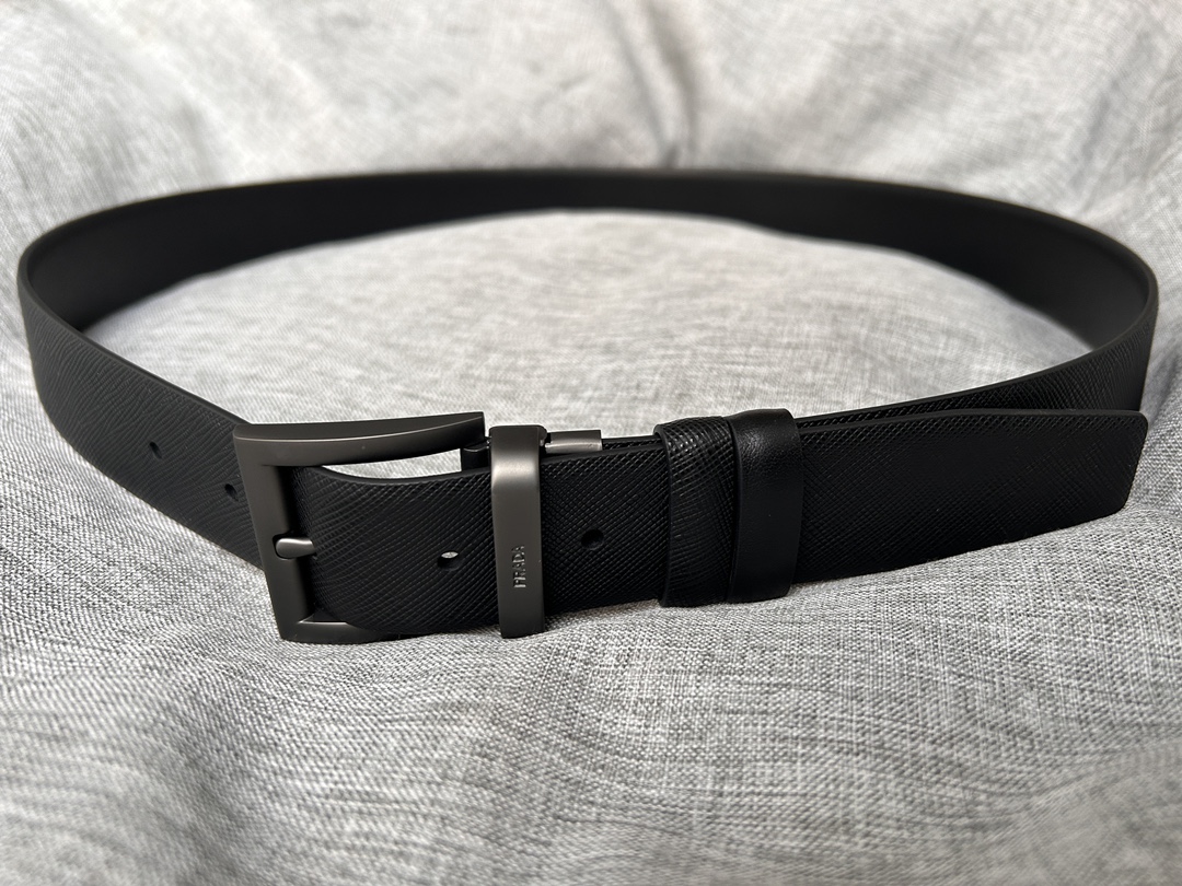 Prada Male Pin Buckle Belt Cow Leather Black S-m